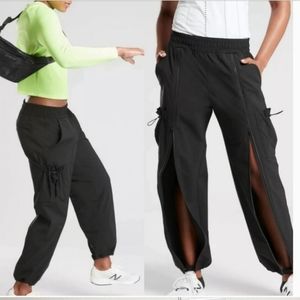 Athleta stay fly windbreaker track pants punk joggers black zip leg large